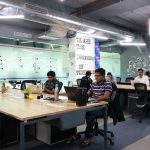 people working in a coworking space
